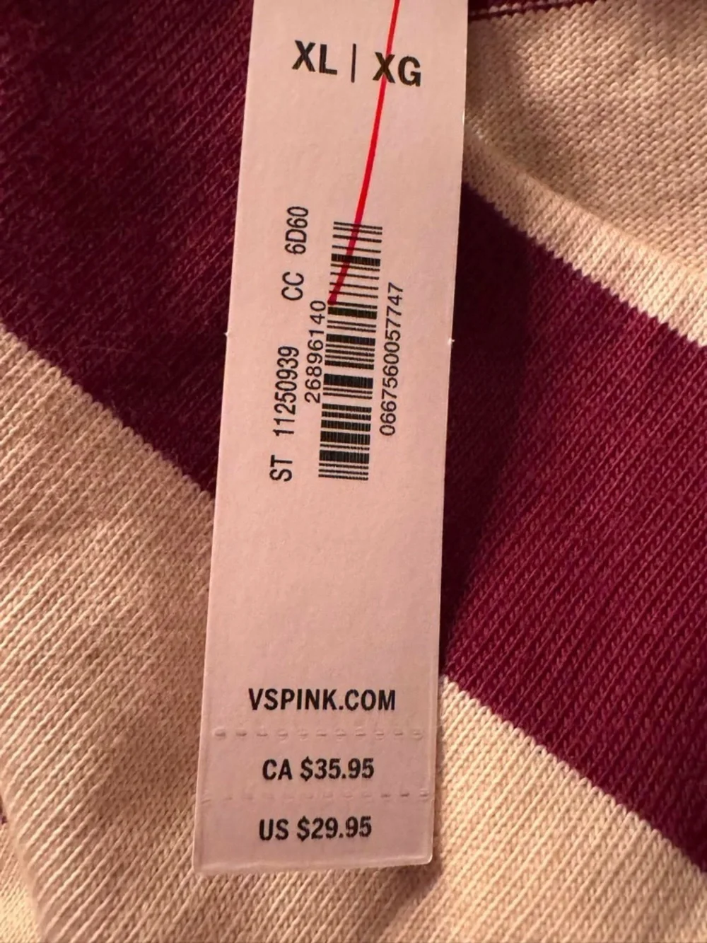 PINK VICTORIAS SECRET Mini Skirt in Cream and Burgundy XL waist 32in length 15in